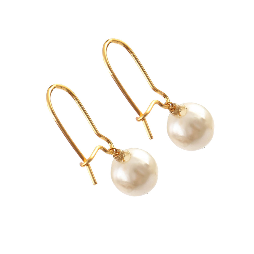 Gold-Plated White Pearl Beaded Jewellery Set