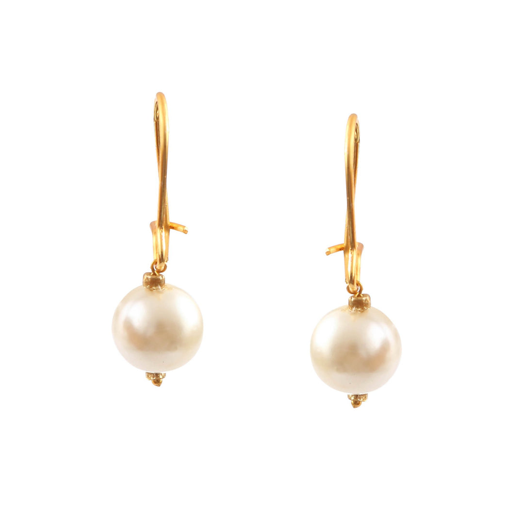 Gold-Plated White Pearl Beaded Jewellery Set