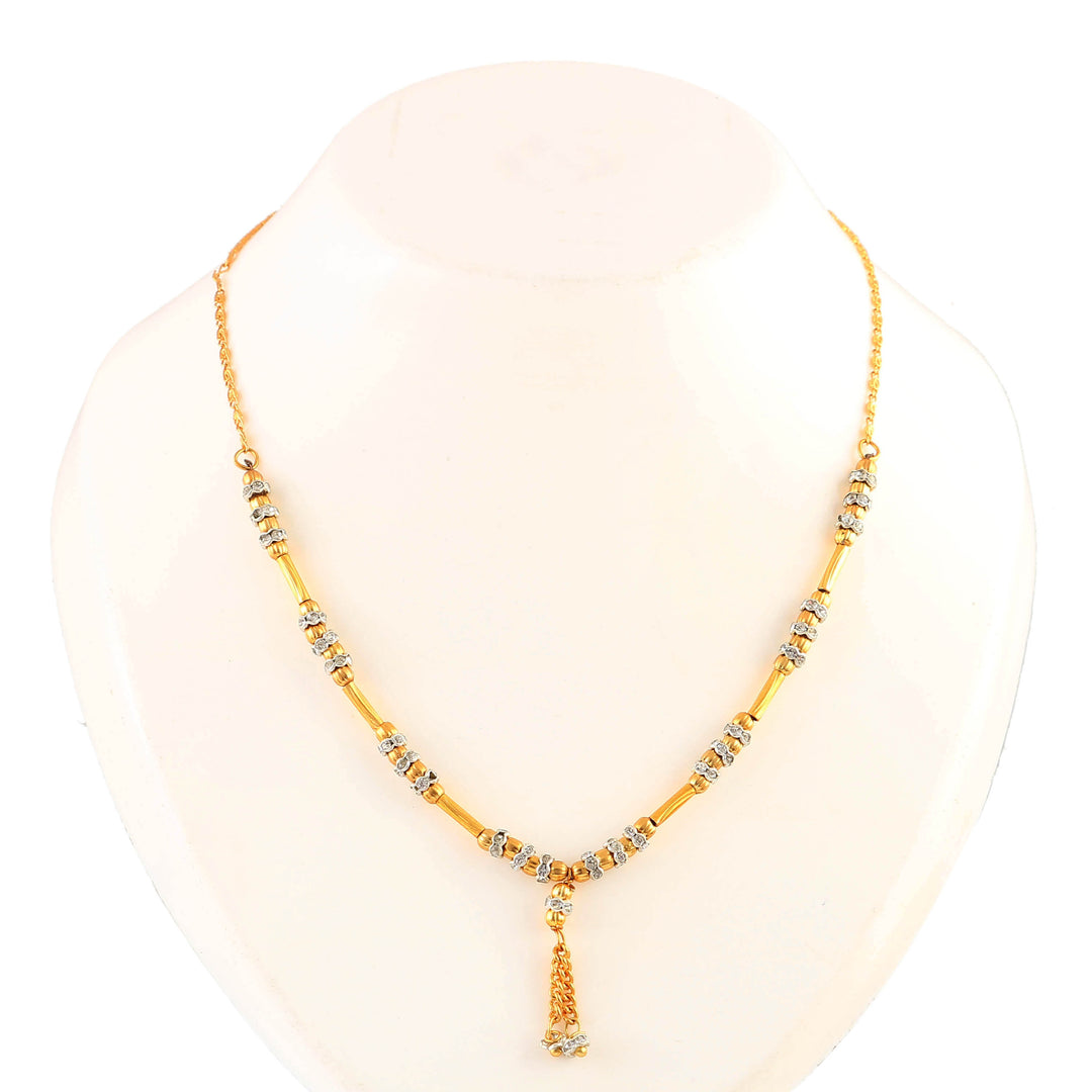 Gold-Toned & Rhodium-Plated Stone Studded Necklace Chain