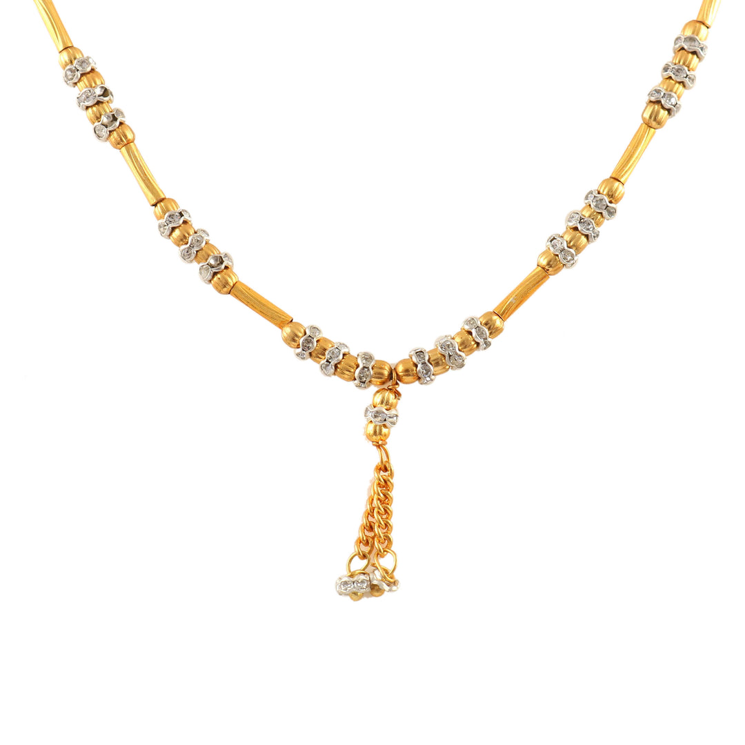Gold-Toned & Rhodium-Plated Stone Studded Necklace Chain