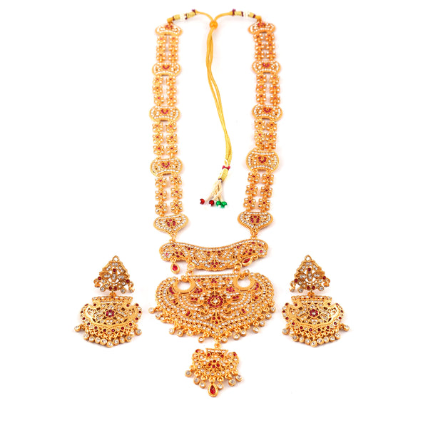 Gold-Plated AD-Studded Rajputi Jewellery Set