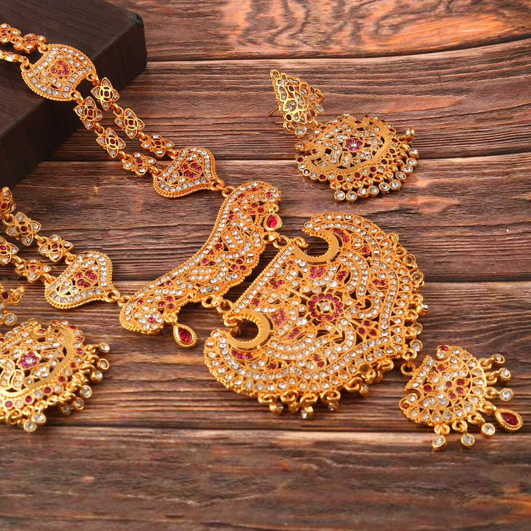Gold-Plated AD-Studded Rajputi Jewellery Set