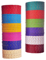 Load image into Gallery viewer, Multicolor Glossy Metal Glaze Golden Glitters Bangle Set For Women (144 Piece)
