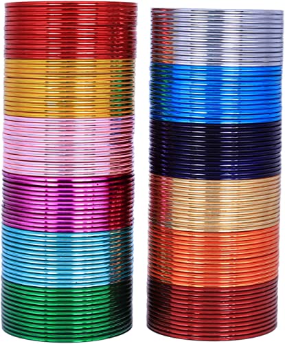 Multicolor Glossy Metal Glaze Golden Glitters Bangle Set For Women (144 Piece)