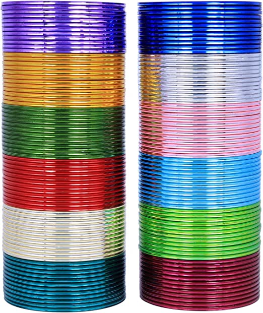 Multicolor Glossy Metal Glaze Golden Glitters Bangle Set For Women (144 Piece)