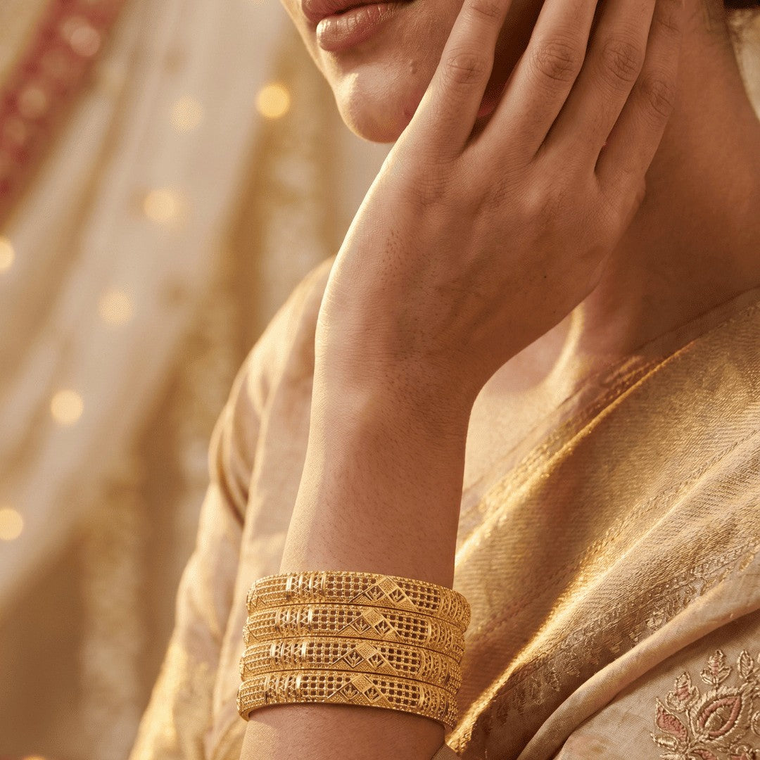 Set Of 4 Gold-Plated Bangles