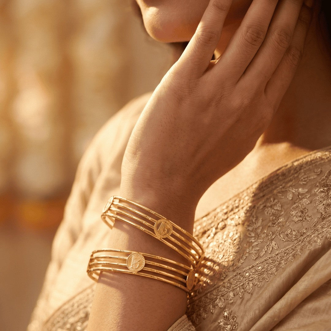Set Of 2 Gold-Plated Bangles