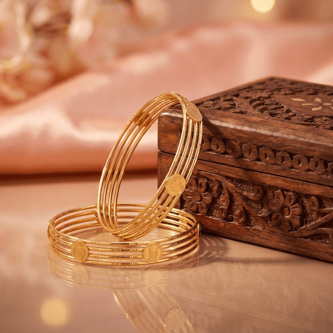 Set Of 2 Gold-Plated Bangles