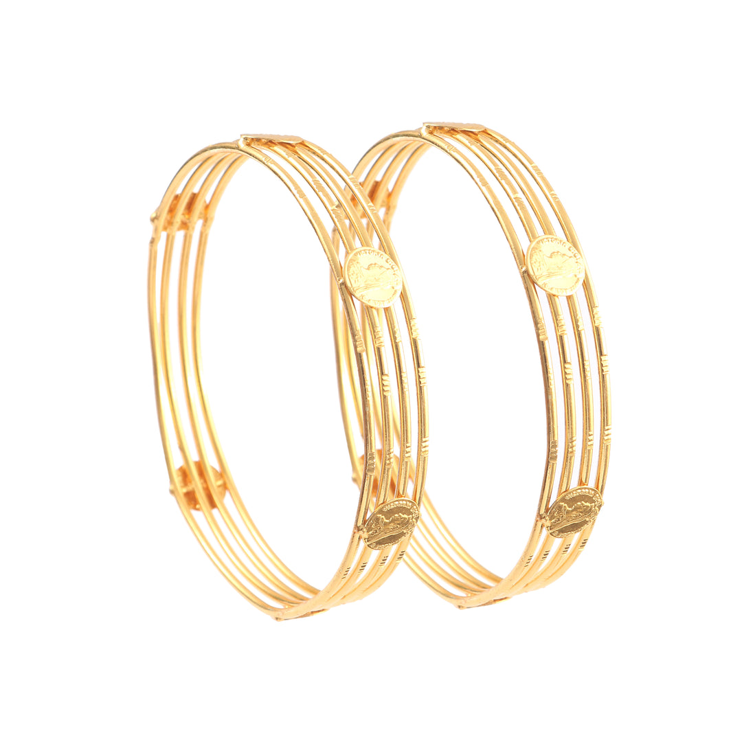Set Of 2 Gold-Plated Bangles