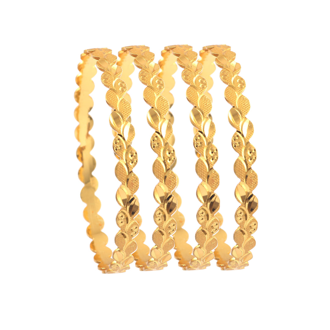 Set Of 4 Gold-Plated Leaf Bangles