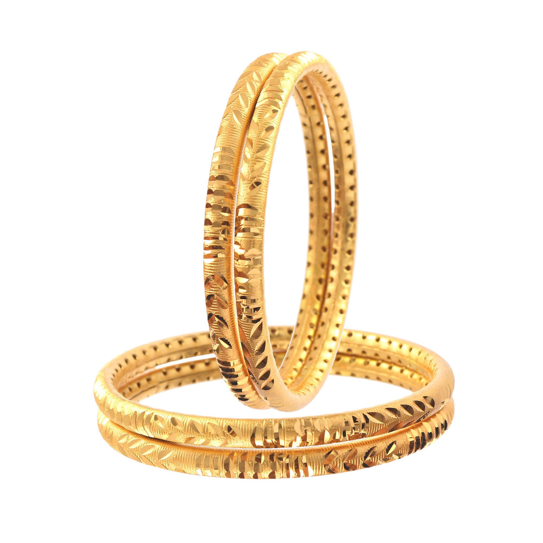 Set OF 4 Gold-Plated Gold-Toned Cutwork Bangle