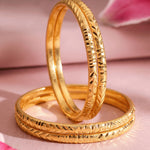 Load image into Gallery viewer, Set OF 4 Gold-Plated Gold-Toned Cutwork Bangle
