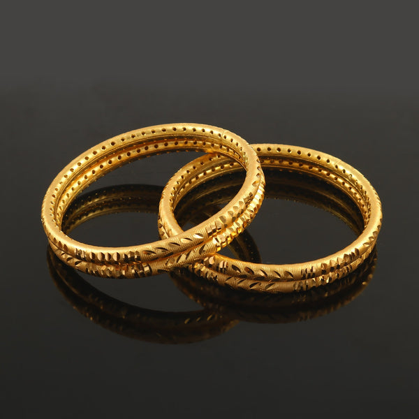 Set OF 4 Gold-Plated Gold-Toned Cutwork Bangle
