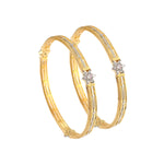 Load image into Gallery viewer, Set Of 2 Gold-Plated &amp; Silver-Plated White Stone-Studded Bangles
