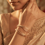 Load image into Gallery viewer, Set of 2 Gold Plated Silver Glitter Brass Bangle
