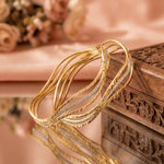 Load image into Gallery viewer, Set of 2 Gold Plated Silver Glitter Brass Bangle
