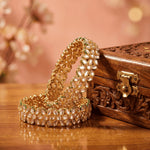 Load image into Gallery viewer, Set Of 2 Gold-Plated Kundan-Studded Bangles
