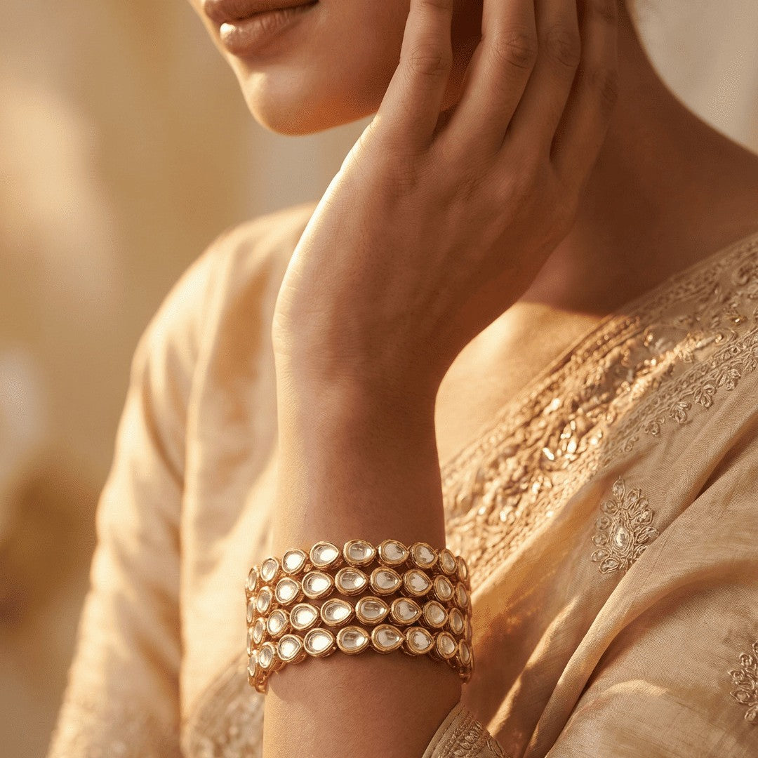 Set of 4 Gold-Plated Kundan-Studded Bangles