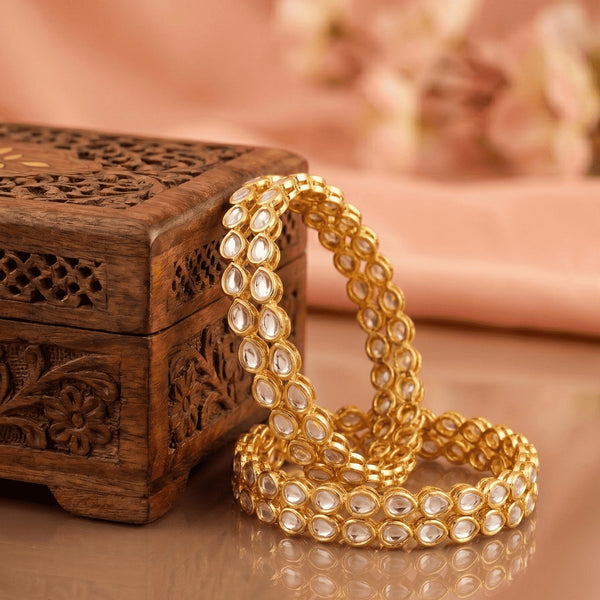Set of 4 Gold-Plated Kundan-Studded Bangles