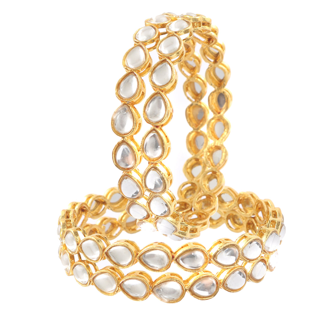 Set of 4 Gold-Plated Kundan-Studded Bangles