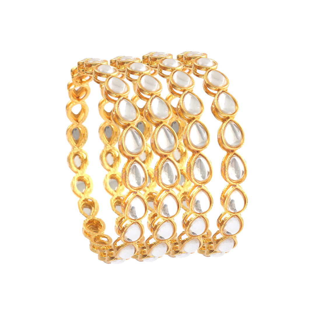 Set of 4 Gold-Plated Kundan-Studded Bangles