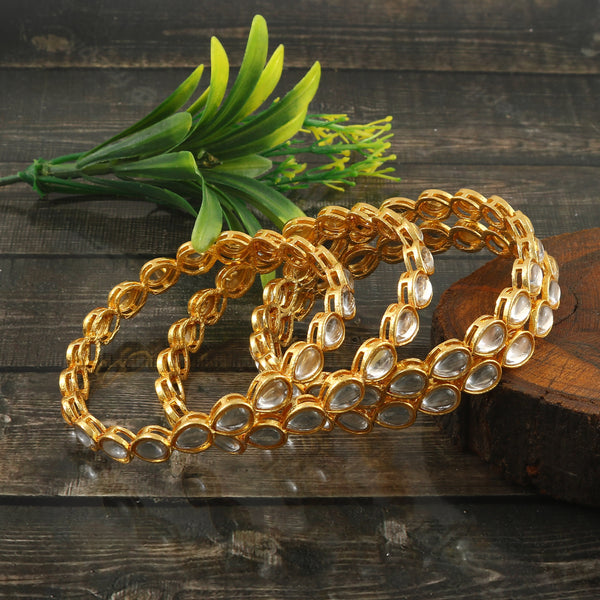 Set of 4 Gold-Plated Kundan-Studded Bangles