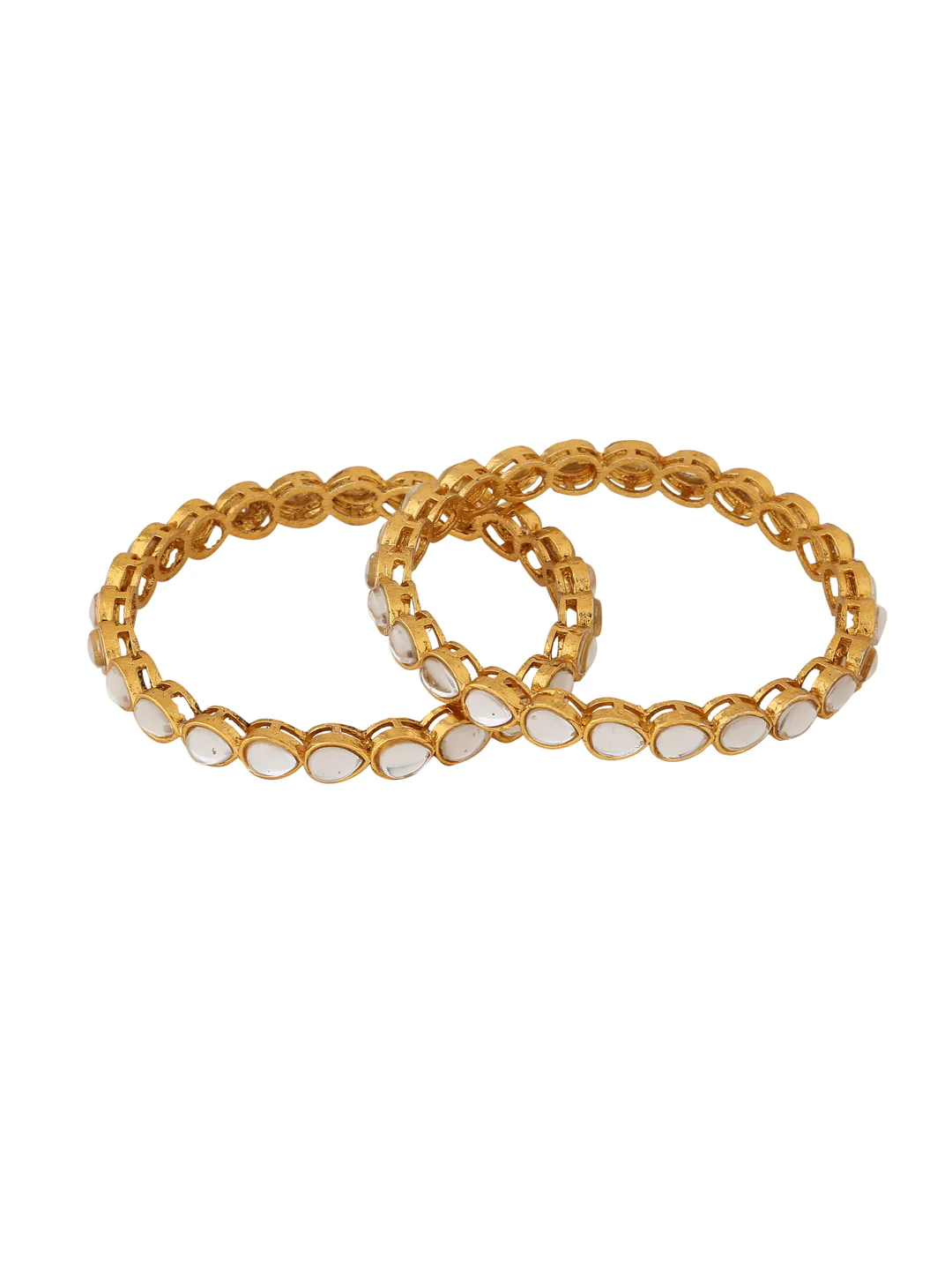 Set of 2 Gold-Plated Kundan-Studded Bangles