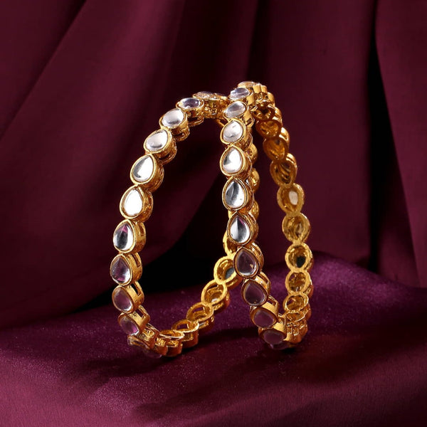 Set of 2 Gold-Plated Kundan-Studded Bangles
