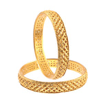 Load image into Gallery viewer, Set of 2 Gold-Plated Net &amp; Etching Textured Bangles
