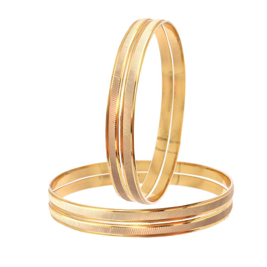 Set of 4 Gold-Plated Etching Work Bangles