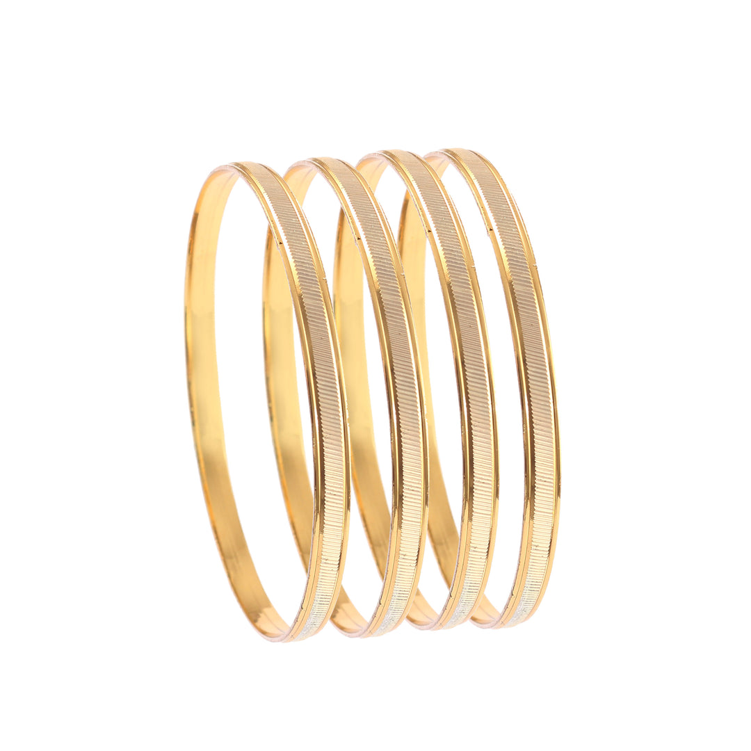 Set of 4 Gold-Plated Etching Work Bangles