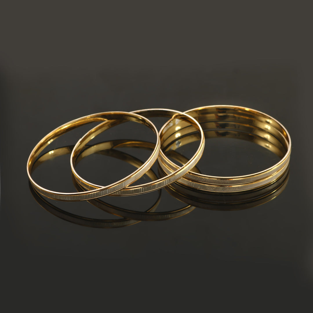 Set of 4 Gold-Plated Etching Work Bangles