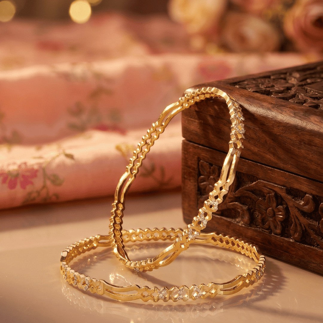 Set Of 2 Gold-Plated Bangles