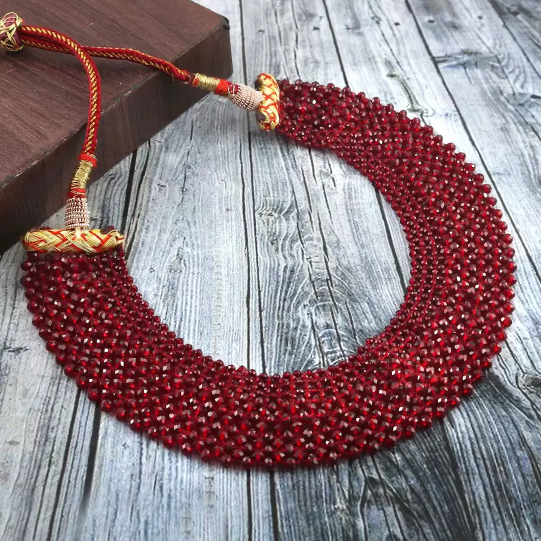 Multi Layered Crystal Traditional Necklace For Women