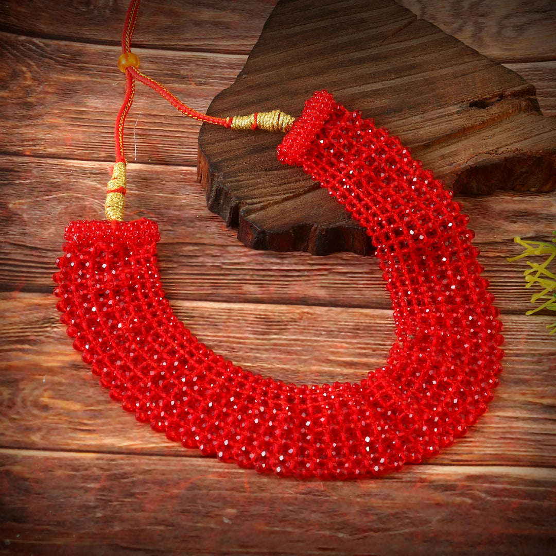 Multi Layered Crystal Traditional Necklace For Women