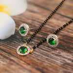 Load image into Gallery viewer, Two-Tone Silver Gold Plated American Diamond and Cubic Zirconia Studded Mangalsutra With Earrings
