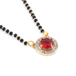 Load image into Gallery viewer, Two-Tone Silver Gold Plated American Diamond and Cubic Zirconia Studded Mangalsutra With Earrings
