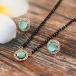 Load image into Gallery viewer, Two-Tone Silver Gold Plated American Diamond and Cubic Zirconia Studded Mangalsutra With Earrings
