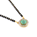 Load image into Gallery viewer, Two-Tone Silver Gold Plated American Diamond and Cubic Zirconia Studded Mangalsutra With Earrings
