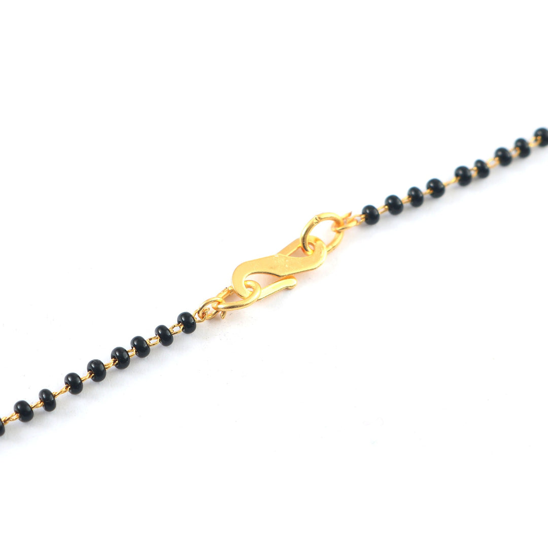 Black Crystal Beads Two-Tone Silver Gold Plated Mangalsutra With Earrings For Women