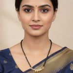 Load image into Gallery viewer, Silver &amp; Gold Plated Black Crystal Beads Two-Tone Mangalsutra With Earrings For Women
