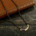 Load image into Gallery viewer, Silver &amp; Gold Plated Black Crystal Beads Two-Tone Mangalsutra With Earrings For Women
