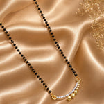 Load image into Gallery viewer, Silver &amp; Gold Plated Black Crystal Beads Two-Tone Mangalsutra With Earrings For Women
