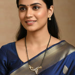 Load image into Gallery viewer, Silver &amp; Gold Plated Black Crystal Beads Two-Tone Silver Gold Plated Mangalsutra With Earrings For Women

