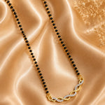 Load image into Gallery viewer, Silver &amp; Gold Plated Black Crystal Beads Two-Tone Mangalsutra For Women
