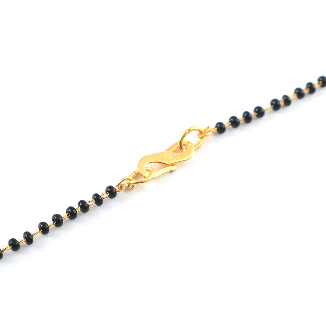 Silver & Gold Plated Black Crystal Beads Two-Tone Mangalsutra For Women