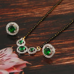 Load image into Gallery viewer, Two-Tone Silver Gold Plated American Diamond and Cubic Zirconia Studded Mangalsutra With Earrings
