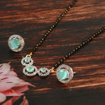 Load image into Gallery viewer, Two-Tone Silver Gold Plated American Diamond and Cubic Zirconia Studded Mangalsutra With Earrings
