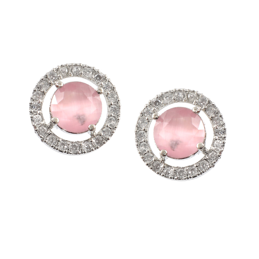 Silver Plated American Diamond and Cubic Zirconia Studded Round Tops