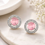 Load image into Gallery viewer, Silver Plated American Diamond and Cubic Zirconia Studded Round Tops
